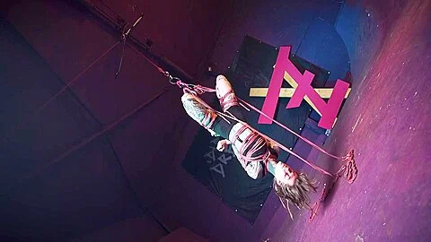 Bondage Suspension For Tattoo Dreadlock Girl - Private Bdsm Shibari Sesion